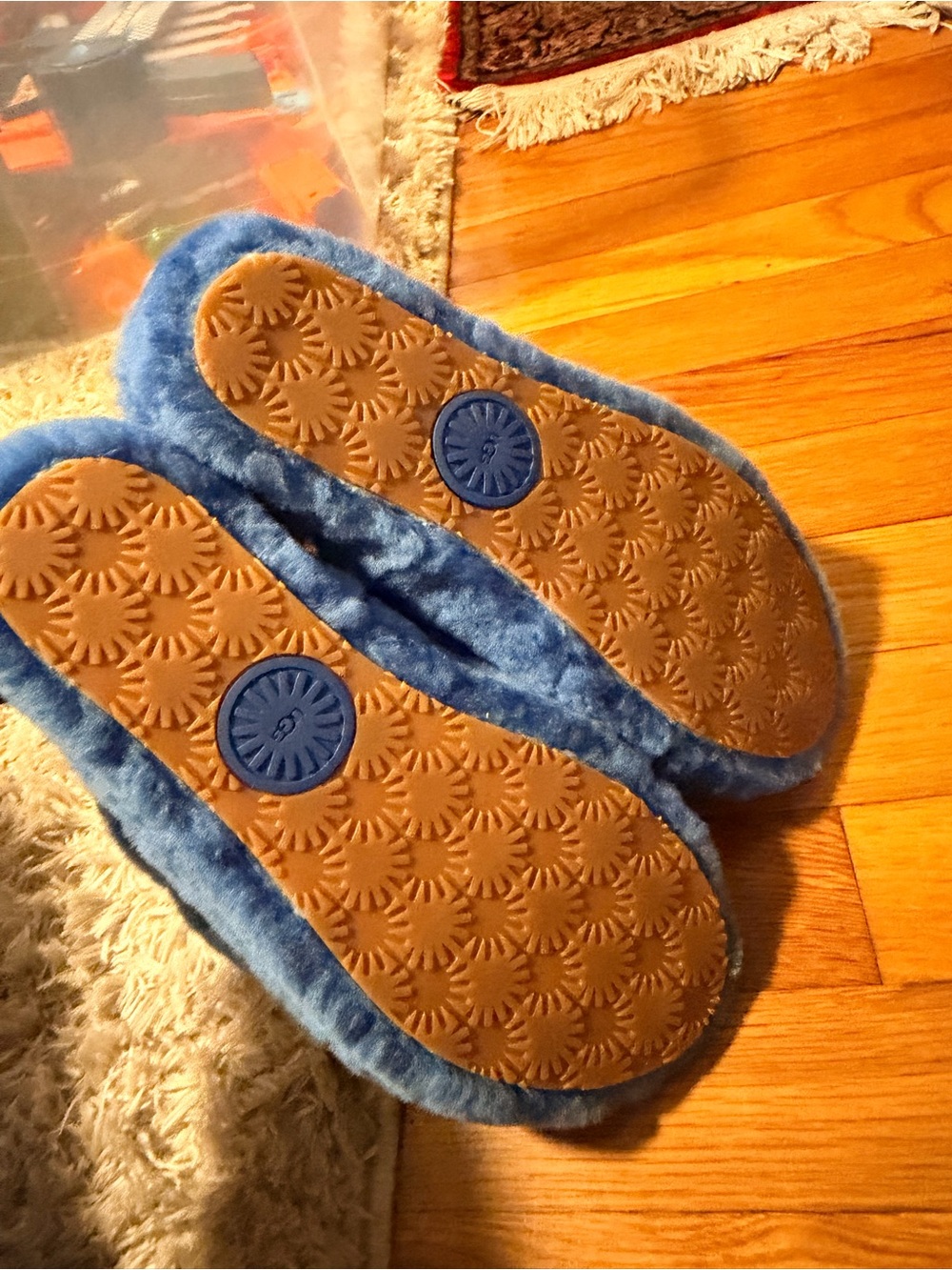 UGG Light Blue Fuzzy Slide Slippers - Picture 6 of 7